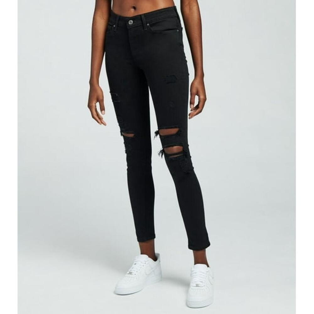 Levi's black Wash Distressed Denim 711 Skinny Jeans Women's Size 27